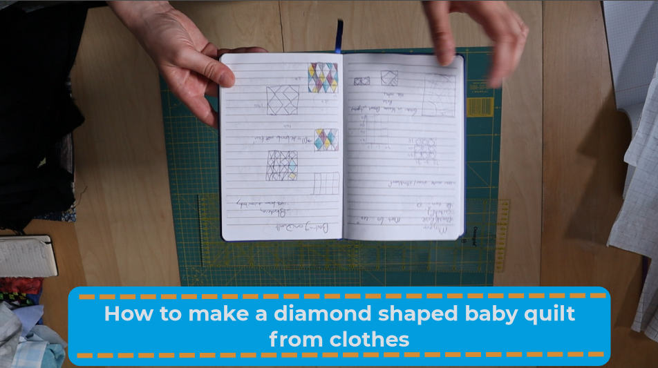 Diamond shaped quilt - Baby Quilt from clothes